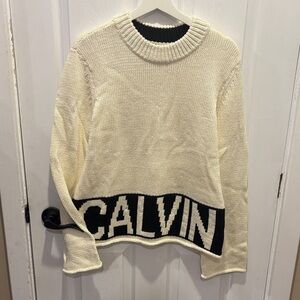Calvin Klein Cream and Black Sweater